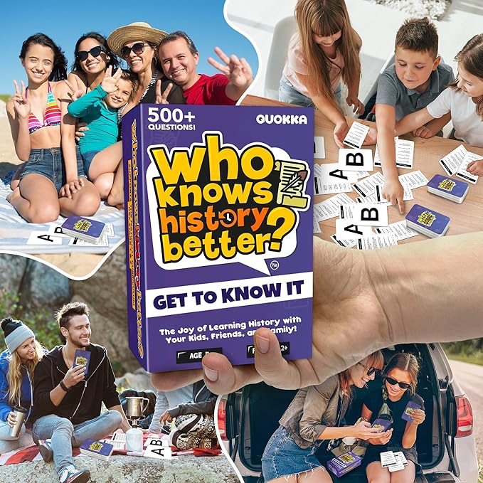 QUOKKA Who Knows Better? - History - Family Card Trivia Game | Fun Learning & Educational Questions for Families | Suitable for Boys & Girls