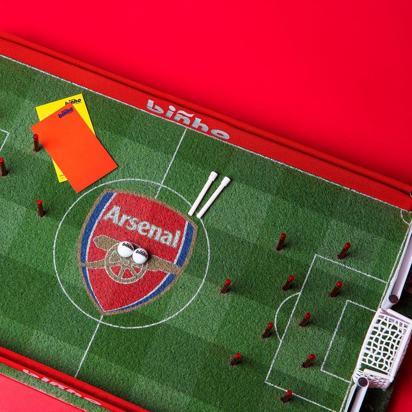 Binho Board Classic Board Game Arsenal Edition - 2-Player Fast-Paced Finger Flicker Pinball Family Board Games - Portable Tabletop Sports Game Set for Any Occasion