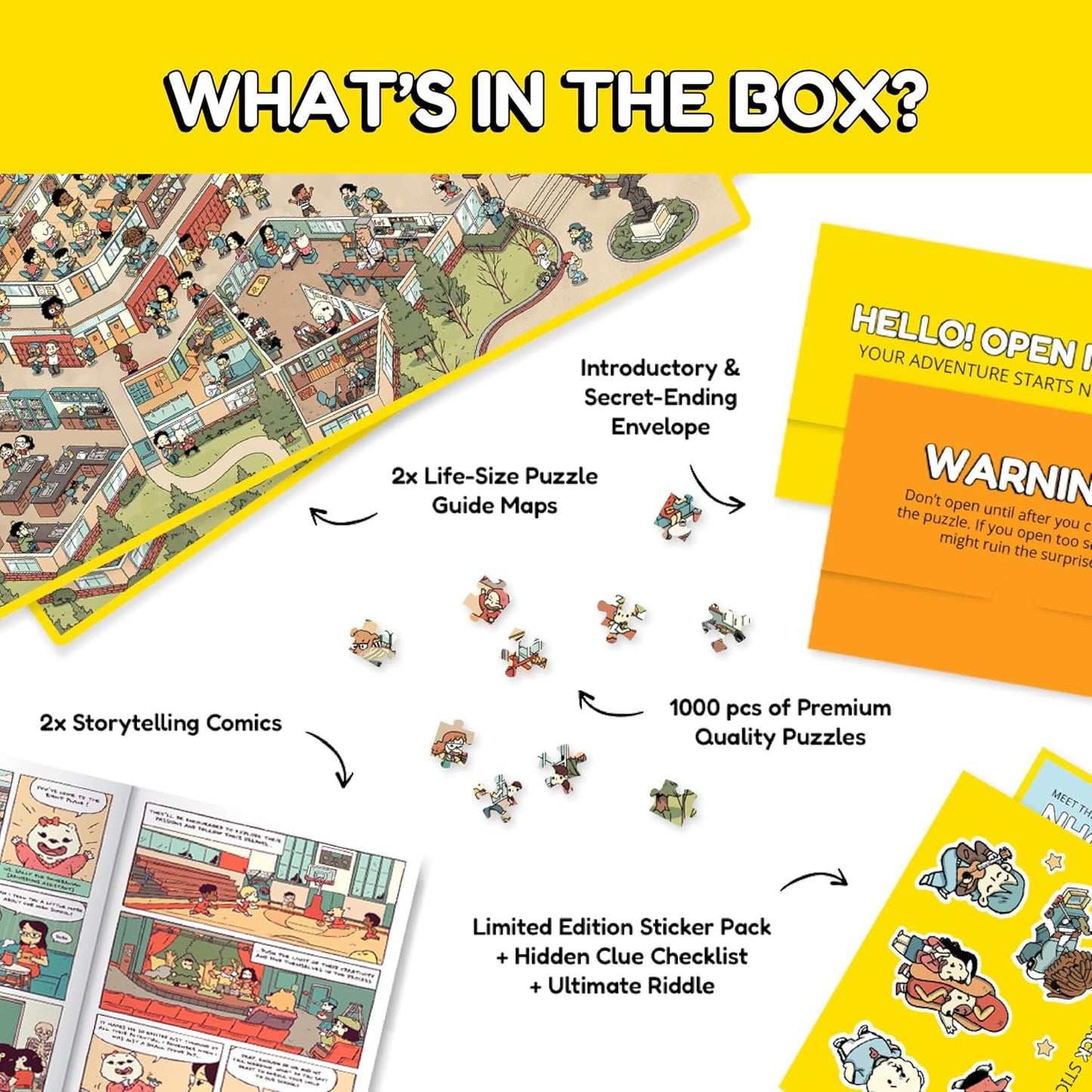 Jigsaw Puzzles 1000 Pieces - Magic Mystery Story Secret Ending Puzzle - Perfect Game Night for Adults & Kids - Cat Dog Cartoon Theme (Snack Attack)