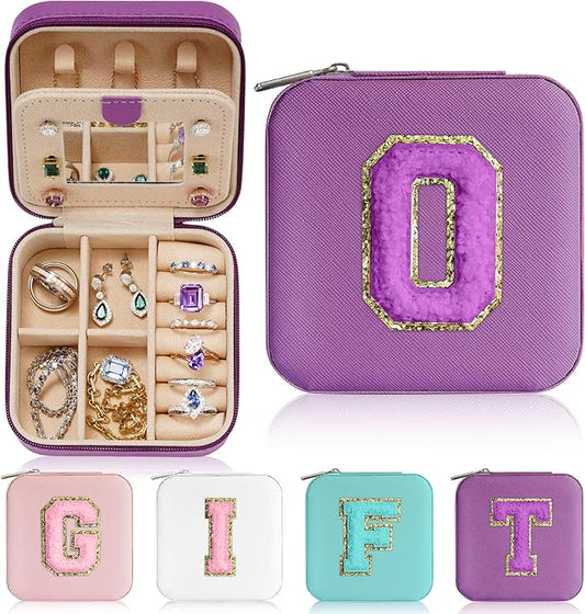Parima Jewelry Organizer Box, Small Jewelry Box for Women Girls Initial O Travel Jewelry Case Small Jewelry Organizer Box Travel Jewelry Case Jewelry Box Organizer - Letter O, Purple