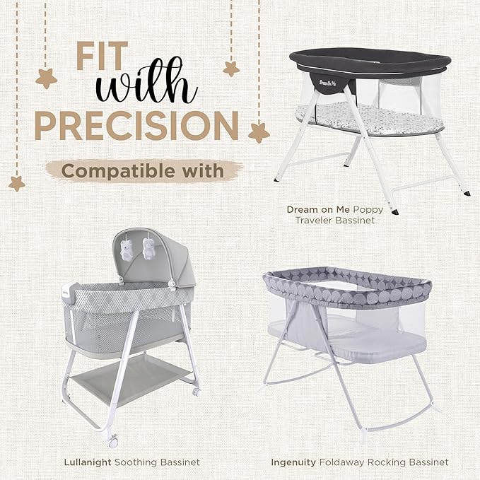 Bassinet Fitted Sheets - Compatible with Ingenuity Foldaway Rocking & Lullanight Soothing | 100% Organic Muslin Cotton - Light Blue + Dark Blue | 32x19 (2 Pack)