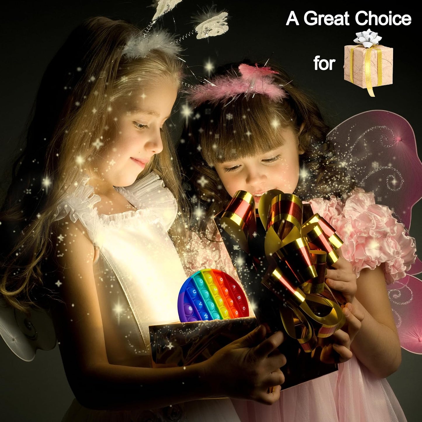 Alphabet Pop Fidget Toy Letters ABC Numbers Learning and Educational Toy Round Sensory Toys Popper Games Gift for Kids ADHD 4 Packs Double Side(2 Phonetics Numbers and 2 Uppercase Lowercase)