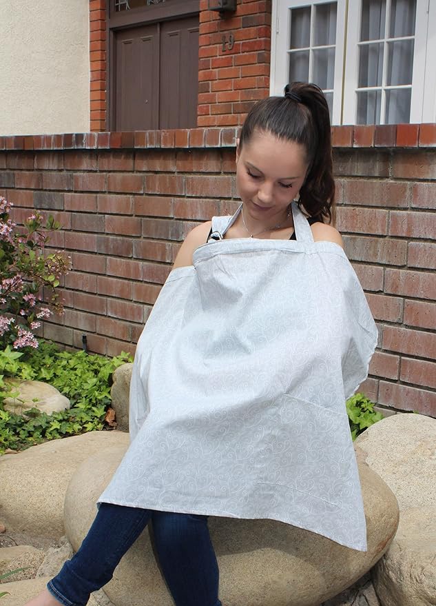 LK Baby Nursing Cover for Breastfeeding Privacy EXTRA WIDE for Full Coverage - Breathable 100% Cotton, Stylish and - AZO Free