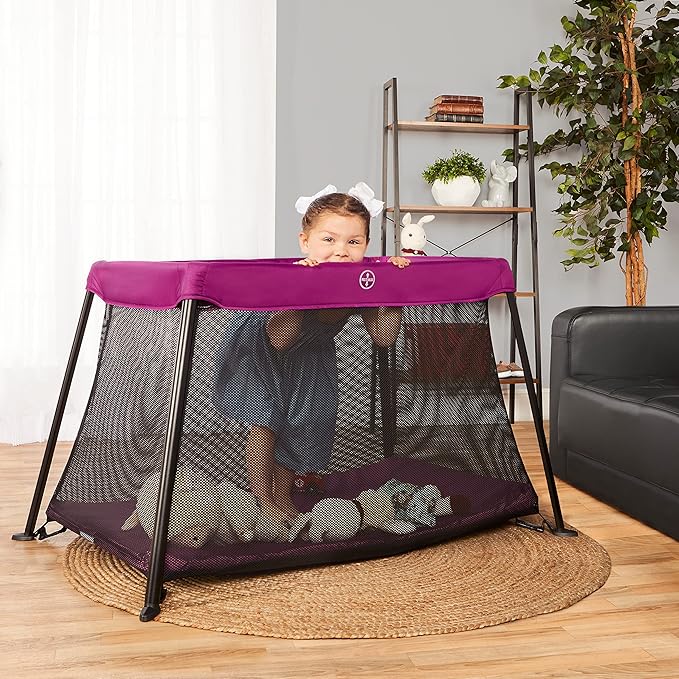 Dream On Me Travel Light Playard | Award-Winning Portable Baby Play Yard & Travel Crib | Lightweight Foldable Design with Padded Mattress