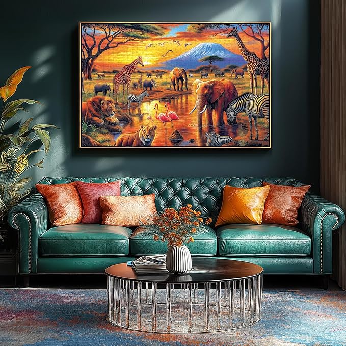 1000 Piece African Safari Jigsaw Puzzle - Wildlife Photography Art, Challenging Animal Puzzle for Adults 27.5x19.7 Inch