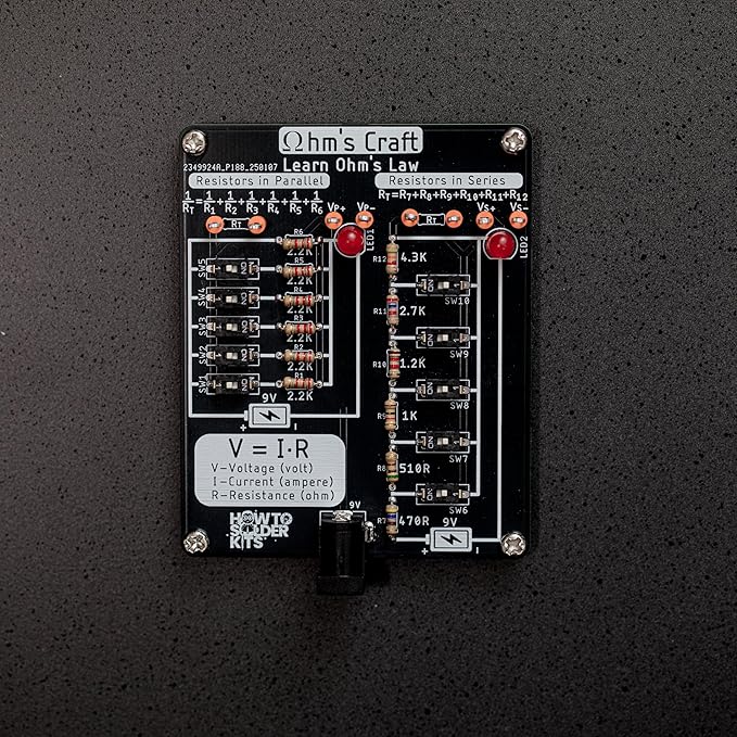 Ohm’s Craft – DIY Educational Soldering Kit | Demonstrate Series & Parallel Resistor Networks | STEM Learning Board with LED Feedback & Test Points for Teens & Hobbyists