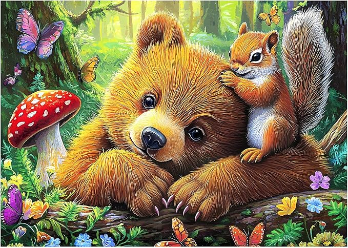 Jeaiciro 100 Piece Puzzles for Kids Ages 4-6 6-8, Bear & Squirrel Themed Jigsaw Puzzle for Adults Kid Seniors, Kids Puzzles Ages 5-8 Educational Toy for Boys and Girls Family Fun Gift for Children