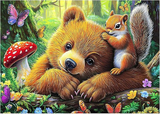 Jeaiciro 100 Piece Puzzles for Kids Ages 4-6 6-8, Bear & Squirrel Themed Jigsaw Puzzle for Adults Kid Seniors, Kids Puzzles Ages 5-8 Educational Toy for Boys and Girls Family Fun Gift for Children
