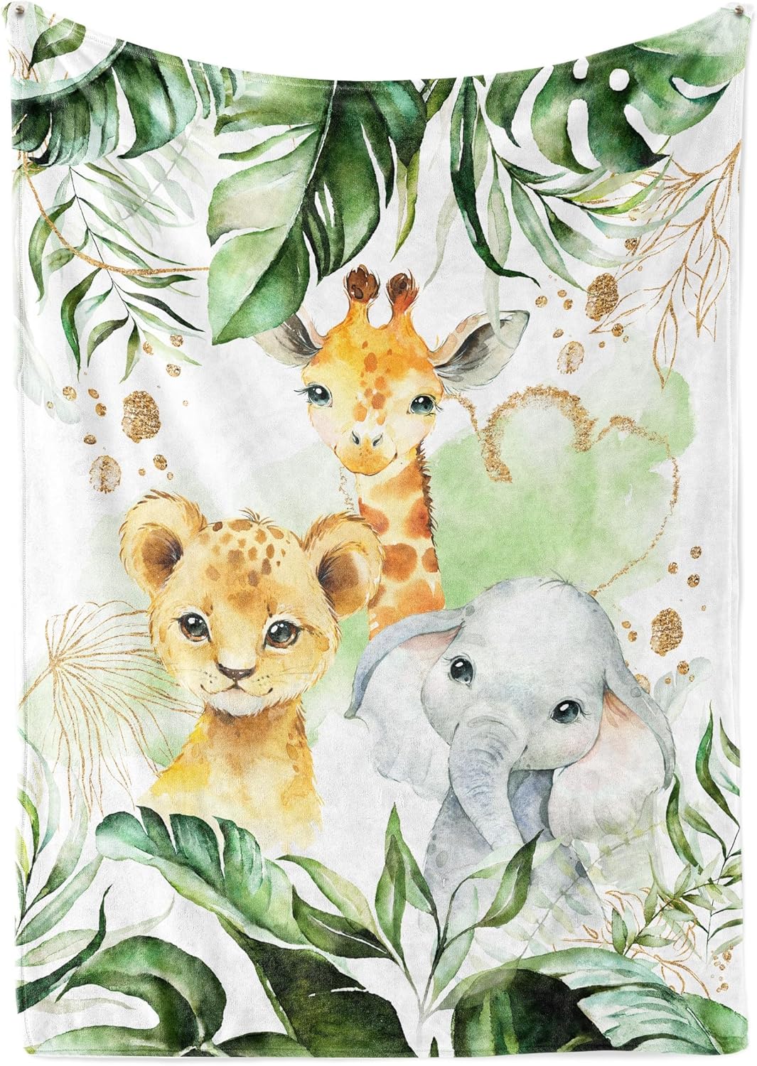 UNIQUE Safari Ultra Soft Fleece Baby Blanket 30x40in, Cute Lion Elephant Giraffe Baby Blanket, Gender Neutral
