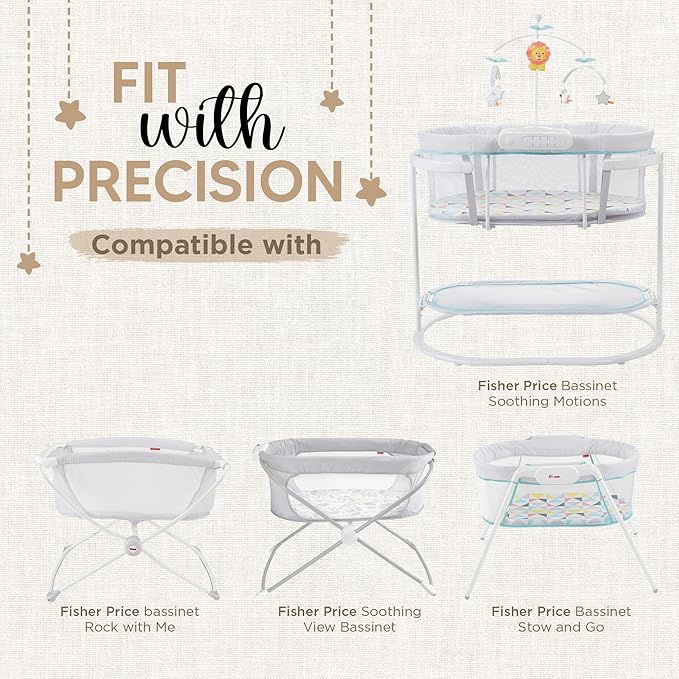 Bassinet Fitted Sheets - Compatible with Fisher Price Bassinet Soothing Motions, Stow & Go, Rock with Me & Soothing View Bassinet | 100% Organic Jersey Cotton - Light Blue + Dark Blue | 32x16 2 Pack