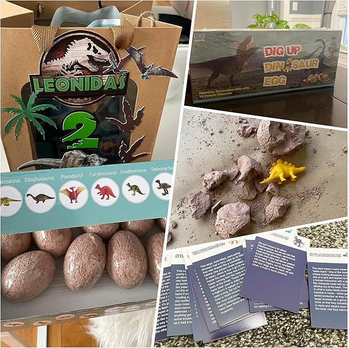 Dinosaur Eggs Dig Kit - Dinosaur Toys for Kids - Break Open 12 Easter Dino Eggs with 12 Surprise Dinosaurs Inside - Science STEM Birthday Class Activity Party Gifts for Boys Girls