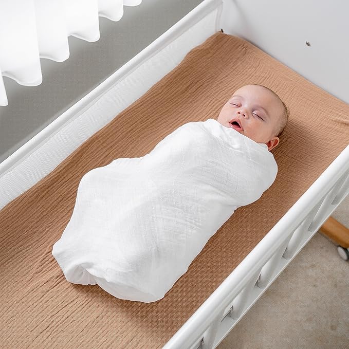 Comfy Cubs Muslin Swaddle Blankets Pack of 2 - 47 x 47 Inch Soft Cotton Baby Blanket Set, Large Multipurpose Wraps for Newborns - Self-Soothing Swaddles for Newborns - White