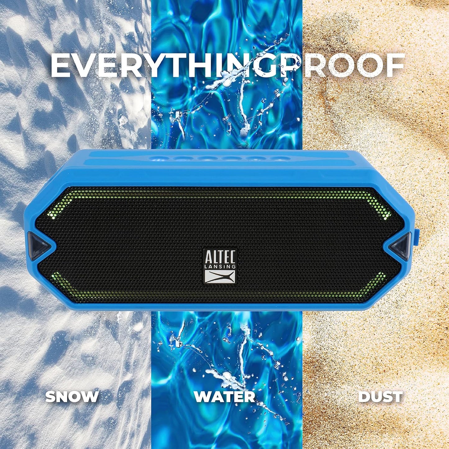 Altec Lansing - HydraJolt Wireless Bluetooth Speaker, Waterproof Portable Speakers with Built in Phone Charger and Lights, Everything Proof Outdoor, Shockproof, Snowproof, 16 Hours Playtime
