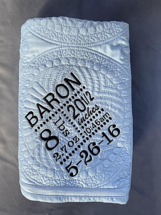 Personalized Baby Blanket Baby Quilt Monogrammed Blankets for Boys and Girls Embroidered Baby Gifts (Teddy Bear Stars)