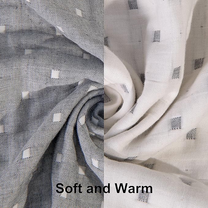 NTBAY 3 Layer Toddler Blanket, Muslin Cotton Jacquard Bed Blankets, Lightweight Thermal Baby Blanket, Super Soft and Warm Crib Blanket for All Seasons, Decoration Gift, 30"x40", Grey Dot