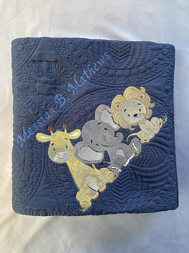 Personalized Baby Blanket Baby Quilt Monogrammed Blankets for Boys and Girls Embroidered Baby Gifts Animals