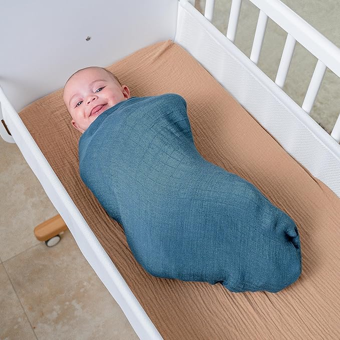 Comfy Cubs Muslin Swaddle Blankets Pack of 1 - 47 x 47 Inch Soft Cotton Baby Blanket Set, Large Multipurpose Wraps for Newborns - Self-Soothing Swaddles for Newborns - Neptune