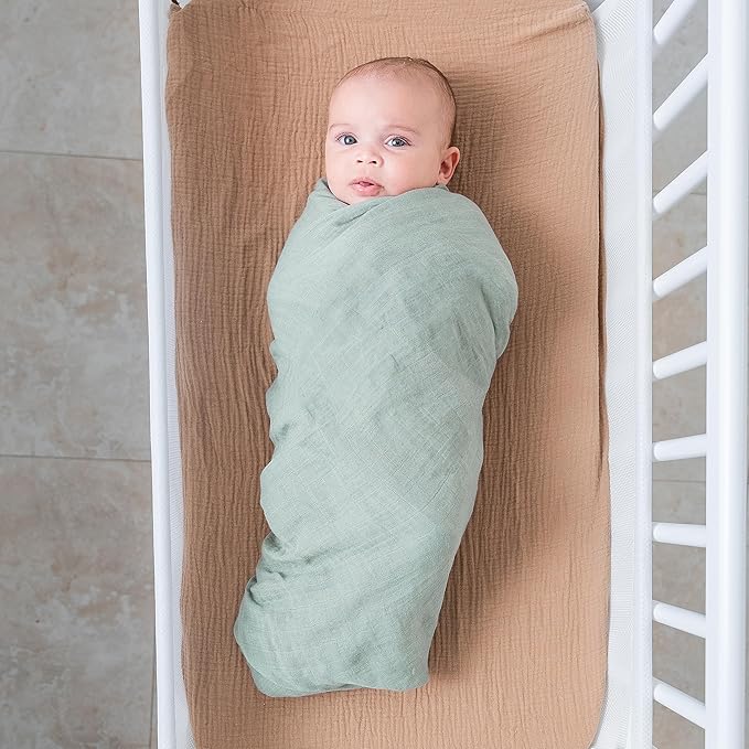Comfy Cubs Muslin Swaddle Blankets Pack of 1 - 47 x 47 Inch Soft Cotton Baby Blanket Set, Large Multipurpose Wraps for Newborns - Self-Soothing Swaddles for Newborns - Fern