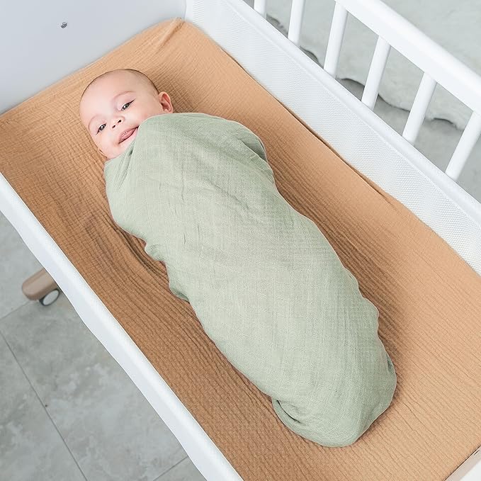 Comfy Cubs Muslin Swaddle Blankets Pack of 1 - 47 x 47 Inch Soft Cotton Baby Blanket Set, Large Multipurpose Wraps for Newborns - Self-Soothing Swaddles for Newborns - Sage