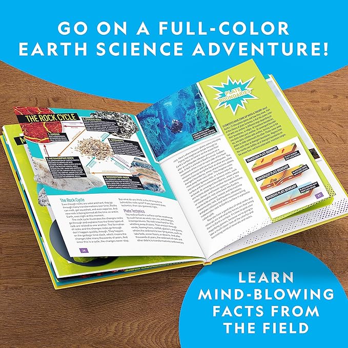 National Geographic Rock Collection Box for Kids – 300 Piece Rock Set with Real Fossils, Gemstones, and Crystals- Includes Absolute Expert: Rocks & Minerals Full-Color Book