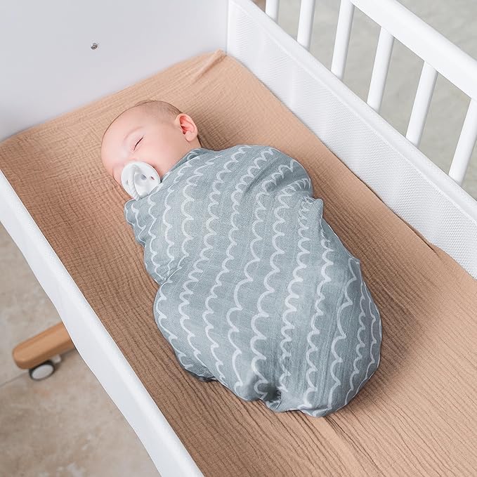 Comfy Cubs Muslin Swaddle Blankets Pack of 2 - 47 x 47 Inch Soft Cotton Baby Blanket Set, Large Multipurpose Wraps for Newborns - Self-Soothing Swaddles for Newborns - Rain & Doodle