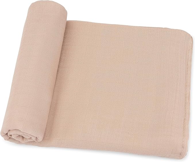 Comfy Cubs Muslin Swaddle Blankets Pack of 1 - 47 x 47 Inch Soft Cotton Baby Blanket Set, Large Multipurpose Wraps for Newborns - Self-Soothing Swaddles for Newborns - Blush