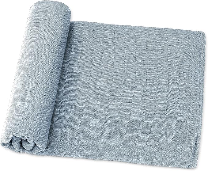 Comfy Cubs Muslin Swaddle Blankets Pack of 1 - 47 x 47 Inch Soft Cotton Baby Blanket Set, Large Multipurpose Wraps for Newborns - Self-Soothing Swaddles for Newborns - Pacific Blue