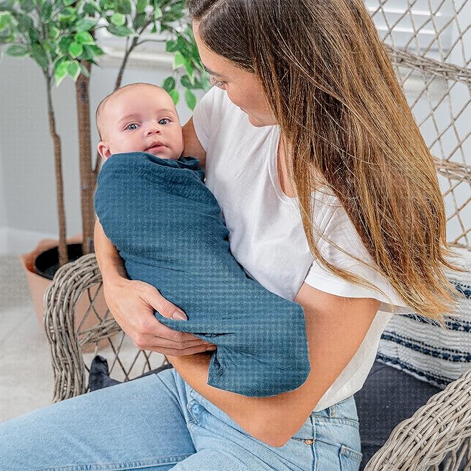Comfy Cubs Muslin Swaddle Blankets Pack of 1 - 47 x 47 Inch Soft Cotton Baby Blanket Set, Large Multipurpose Wraps for Newborns - Self-Soothing Swaddles for Newborns - Neptune