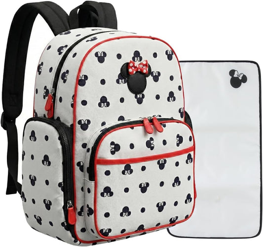 Disney Baby Mickey Mouse Multi-Functional Diaper Bag Backpack with Changing Pad, Stroller Attachment and Insulated Bottle Holder Pockets